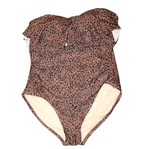 2/$30 🏷 Kona Sol Brown Leopard One Piece Swim Suit Size L